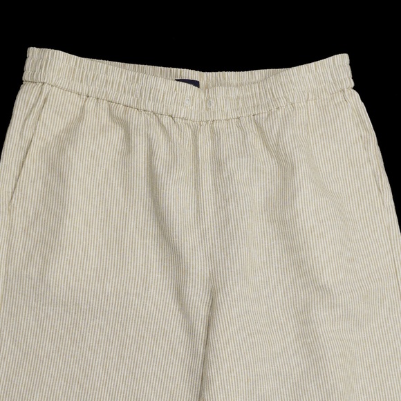 New JCREW Size 10 Linen-Blend Slim Wide-Leg Drawstring Pant Tan Stripe $89 - Picture 3 of 4